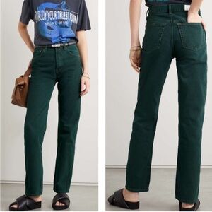 Re/Done Women’s Straight Leg Jeans in Deep Forest Green